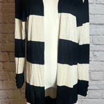 Premise  Women's L Black Cream Striped Open Front Long Cardigan Minimalcore Photo 0