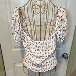 Abercrombie & Fitch cherry red and White Puff Sleeve smocked crop Blouse Size XL Photo 4
