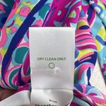 Lilly Pulitzer Size XXS Elsa 100% Silk Top Psychedelic Sunshine Bright Pink Blue Photo 7