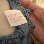 LORETTA CAPONI Denim Chambray Midi Dress Embroidered Detail Size Small Blue Photo 6