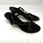 Cole Haan Leather Stitch Detail Slingback Sandal Heel Brown Size 9B Photo 8