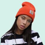 Carhartt Unisex Bright orange beanie winter cap hat streetwear Photo 0