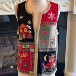 Christmas Sweater Zip Vest Heirloom Collectibles Womens Medium Red Photo 0