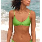Aerie NWT Beach Babe Shine Rib Voop Bikini Top Harlequin Green Swim Beach Size S Photo 0