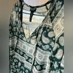 Wrangler  retro Hunter Paisley knee length hunter green sheer flowy dress women’s Photo 6