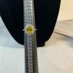 Jewelry set of Necklace, Earrings and ring (SZ 9) Silvertone Yellow/Green stone Silver Photo 7