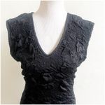 Flapper Style Bodycon Puff Dress Black Size XL Fringe Hem Stretch Sleeveless Photo 2