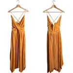 En Saison Ilianna Maxi Dress Womens Small Orange Pleated Formal Wedding Cocktail Photo 3