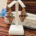 Seed Bead & Rhinestone Dangle Earrings Orange Photo 1