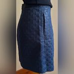 Loft Dark Blue Quilted Metallic Mini Skirt SZ XL Photo 2