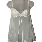 Victoria's Secret Cream Semi Sheer Padded Cup Open Front Lace Trim Cami Top 34B Photo 0