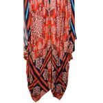 Alkamy Bohemian Paisley Mandala Striped Maxi Dress Asymmetrical Flowy NWT Small Red Photo 3