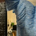 Blue Strapless Ruched Gown with Slit for Prom Size 2 Photo 4