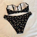 Shade & Shore Yellowish gold Floral Black 2 Piece Bikini 36C Large Bottoms Photo 5