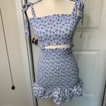 Anthropologie Storia 2 piece skirt‎ top smocked blue ruffle floral size small spring summer Photo 2