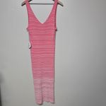 STAUD NWT Dana Dress Sz XL Pink White Ombre Striped Ribbed Knit Midi Stretch Photo 2