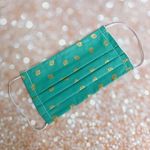 Turquoise Gold Metallic Strawberries Premium Cotton Face Mask Multiple Photo 2