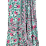 Fox in Gown Wrap‎ Skirt Midi Floral Print Teal Green Pink Size Medium Large Photo 0