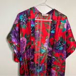 Vintage Lucie Ann II Robe Red Purple Floral Sheer Stripe S Photo 1