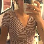 Red Stripped Tie Crop Top Size M Photo 0