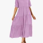 PRETTYGARDEN NEW Short Sleeve Button Up Ruffle A Line Flowy Maxi Dress L Photo 2