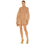 ALC Frank A.L.C. Women’s Kora Smocked Puff Sleeve Mini Dress Desert Beige Photo 4