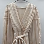 Ulla Johnson Amal Ivory Silky Ruffle Long Sleeve Wrap Top Boho Mini Dress Sz 8 Photo 3