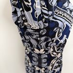 Maggy London Dress Midi Floral Sheath Long Sleeve Lined Cocktail Travel Blue Photo 8