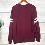PINK - Victoria's Secret VS PINK Maroon Crewneck Sweater with White Varsity Stripes Size Small Photo 3