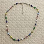 Sterling Silver VTG  Multicolor Cats Eye Station Beaded Choker Necklace Extension Photo 7