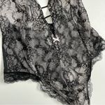 Victoria's Secret Body Suit Nighty Thong Lace Plunge Neck Corset Lace Up Black Photo 4
