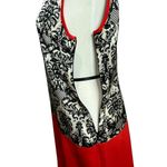 THML Shift Dress S Black Fleur De Lis Red Colorblock Sleeveless Moulin Rouge Photo 4