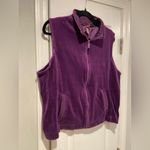 White Stag  Size XL Purple Velvet Velour Full Zip Vest Satin Trim Front Pockets Photo 2