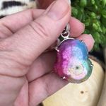 Rainbow solar quartz silver pendant Blue Photo 3