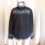  Womens Dress Barn Fleece Faux Fur Jacket Coat Black And Gray XL  Zip Photo 9