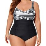 Yesno Plus Size One Piece Swimsuit for Women Twist Front... Photo 0