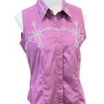 Vintage Rockies Sleeveless Purple Western Embroidered Button Up Blouse (M) EUC Pink Size M Photo 0