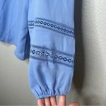 Ann Taylor petite blue balloon sleeve eyelet long sleeve dress blouse top small Photo 4