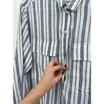 frame denim FRAME Stand Collar Striped Linen Blend Shirt In Blue XS Photo 3