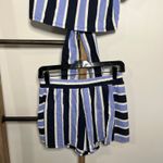 Juicy Couture Keyhole Crop Edgy Blue Black White Striped Top Shorts Size Small Photo 5