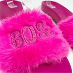 Schutz Hot pink faux fur furry Boss Babe sandals slides slippers shoes 6.5 new Photo 80