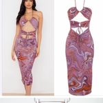 House Of CB  'Kasia' Purple Swirl Cutout Midi Dress NWOT size S‎ Photo 2