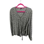 Talbots Women's XL Faux Leopard Print Wrap Blouse Black White Holiday Party Top Photo 1