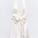 ZARA dress mini halter White satin Bow wedding party coctail bridal shower Photo 9