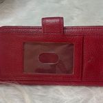 Red Pebbled Leather Wallet With Snap Closure & ID Window Photo 4