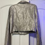 Free People NWOT We The Free Vegan Leather Block Party Crop Metallic Blazer Photo 4