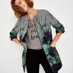Anthropologie Eva Franco houndstooth navy rose floral open front kimono jacket Photo 0