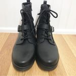 SOUL Naturalizer Black Lace Up‎ Combat Ankle Boot Bootie Lug Sole Size 7.5 New Black Photo 2