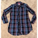 Betsey Johnson NWOT  Intimates Ruffle Plaid Button-Down Flannel Sleep Shirt S Photo 2