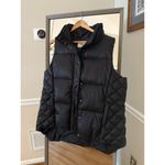 G.H. Bass Black Down Feather Puffer Vest Women's Large Quilted Hooded Size XL Photo 1